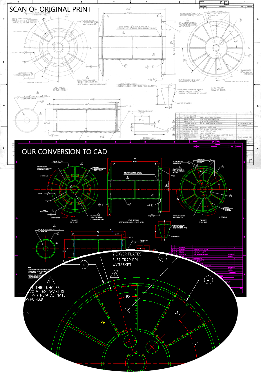 Before and After Illustration of Full CAD Conversion